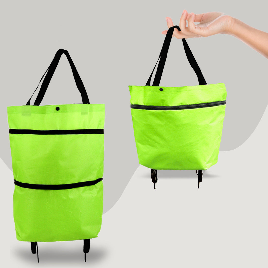 2 in 1 Foldable Shopping Cart with Wheels, Premium Oxford Fabric Multifunction  Shopping Bag Organizer, High Capacity