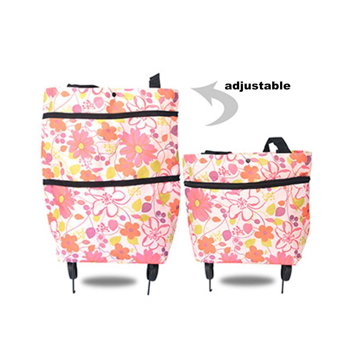 2 in 1 Foldable Shopping Cart with Wheels, Premium Oxford Fabric Multifunction  Shopping Bag Organizer, High Capacity