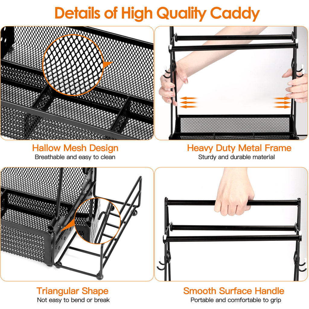 Utensil Caddy Metal Grill Caddy With Paper Towel Holders Utensil Holder For Outdoor Picnic Barbecue Camping Grilling Tools Storage Organizer Barbecue Accessories