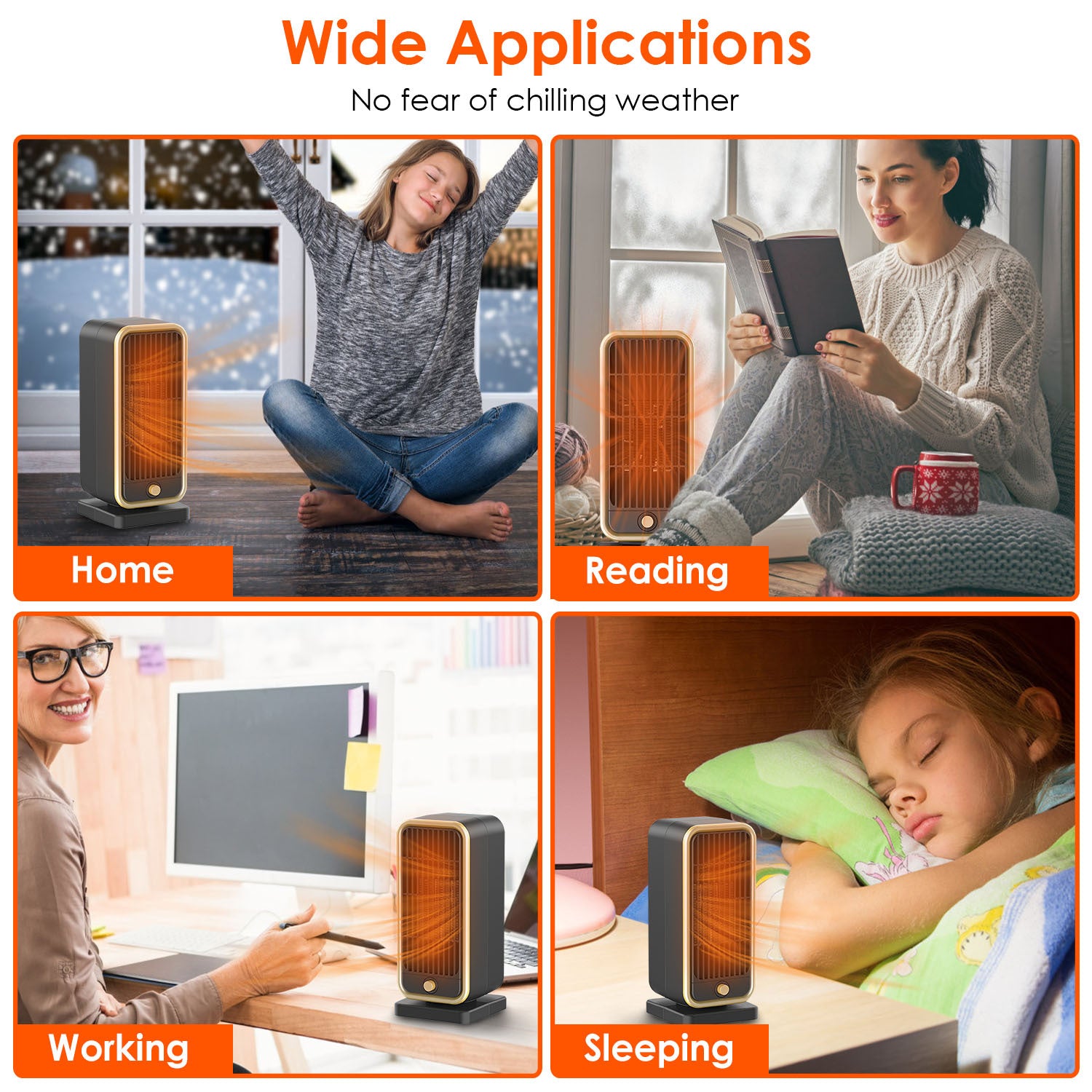 1Pc 500W Portable Electric Heater PTC Ceramic Heating Space Heater Overheating Tip Over Protection 3S Heating Space For 322 Sq FT Home Office Use